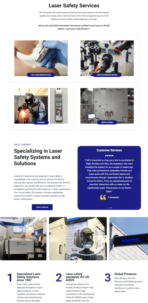 Lasermet Homepage New Design by Rebrand Pro