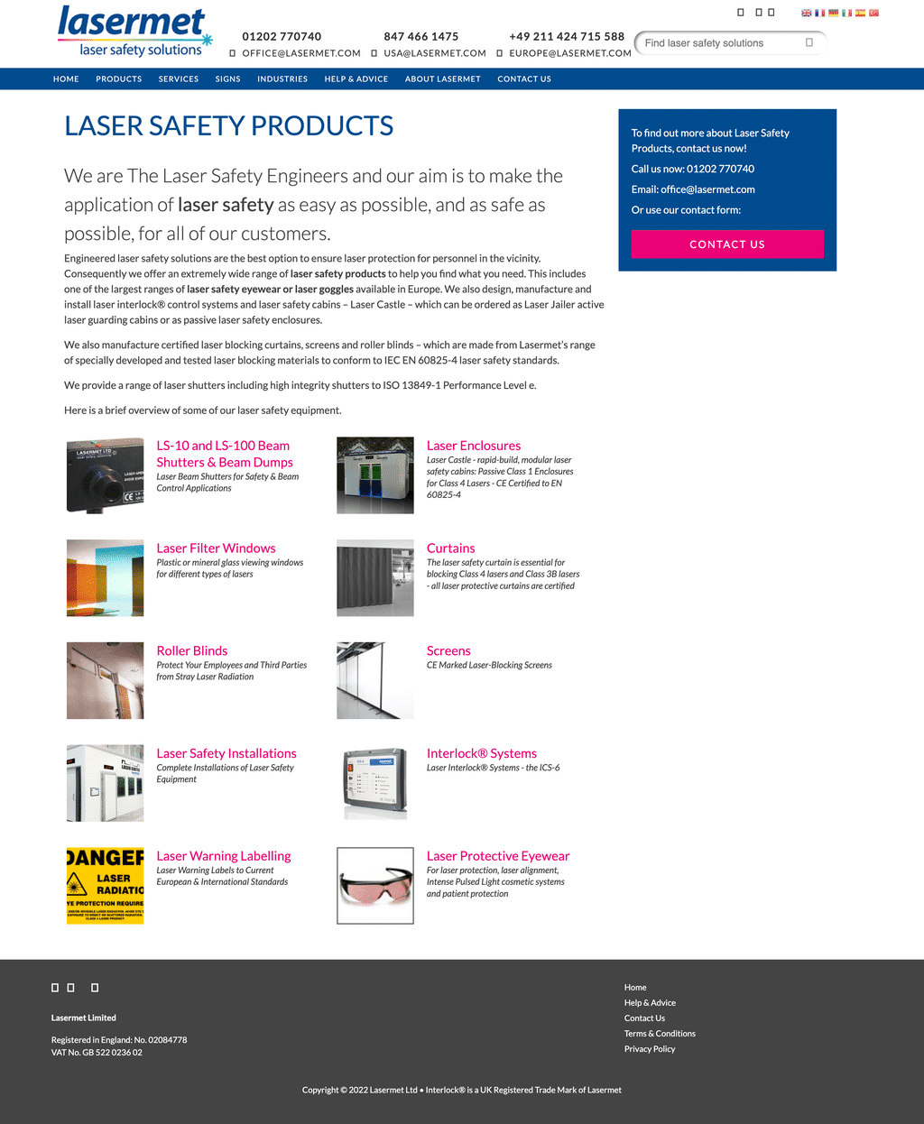 Lasermet Old Products Page