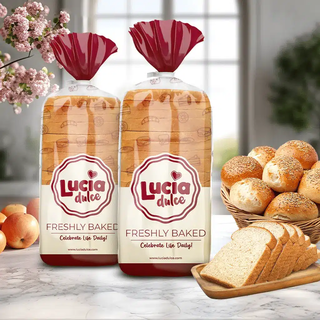 Lucia Dulce Bread Packaging Design by Rebrand Pro with Background