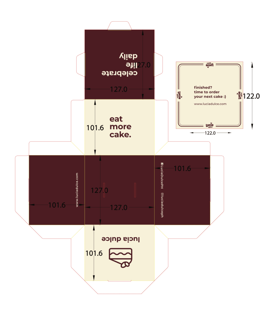 Petite Cake Box Design with measurements