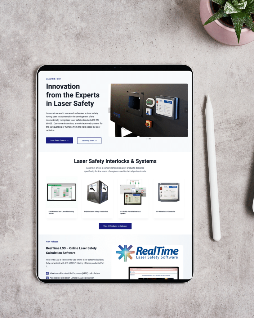 Lasermet Website Mockup Tablet