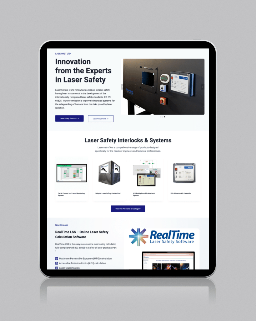 Lasermet Website Mockup by RebrandPro.com